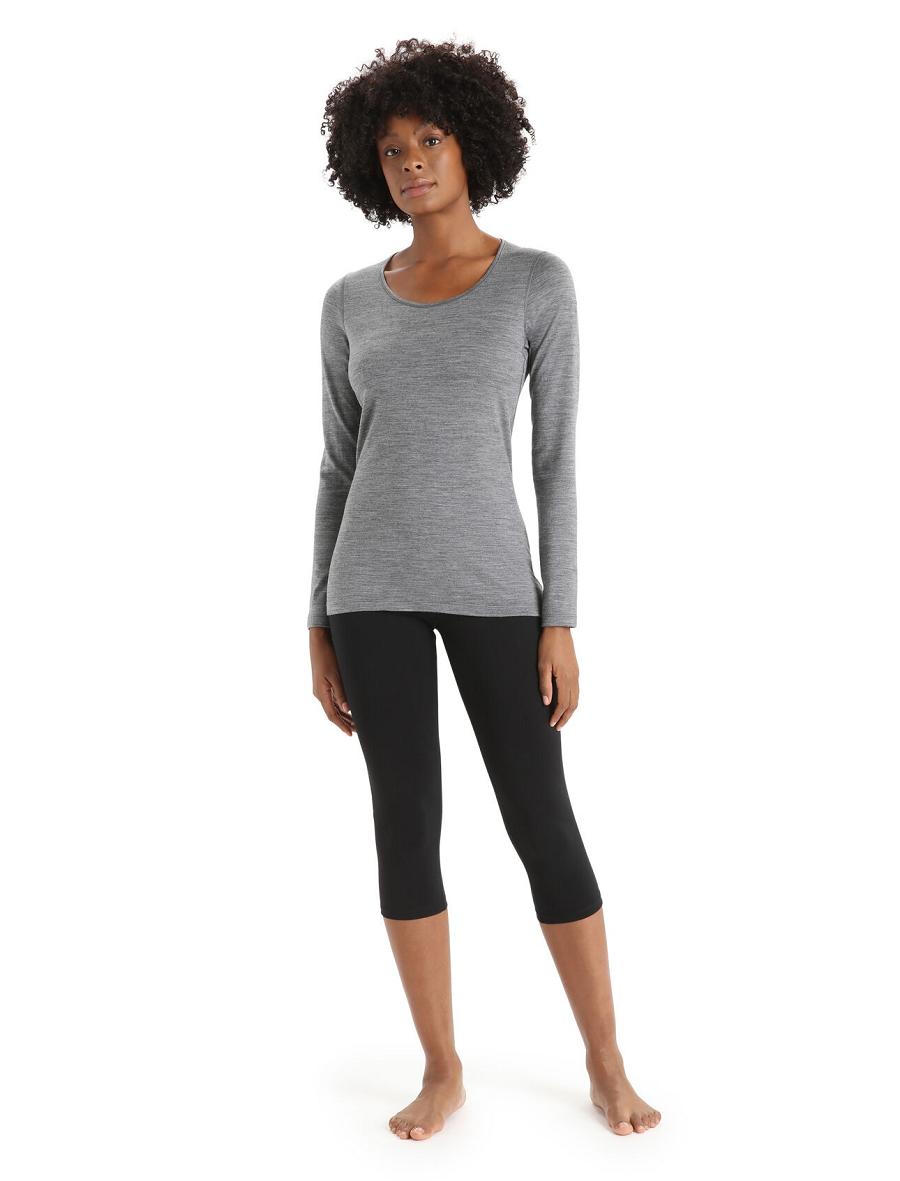 Gritstone Heather Icebreaker Merino 200 Oasis Long Sleeve Scoop Neck Thermal Top Women's One Piece & Sets | AU 1774PJJQ